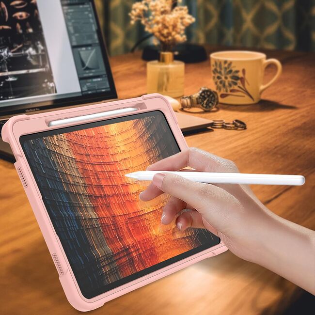 [Pachet 360°] Husa + folie din sticla pentru iPad Air 13 2025 / 2024 M3, M2 Rugged Heavy Duty - roz