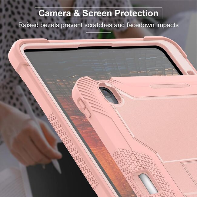 [Pachet 360°] Husa + folie din sticla pentru  Apple iPad Air 11 2024 / 2025​ M2, M3 Rugged Heavy Duty - roz