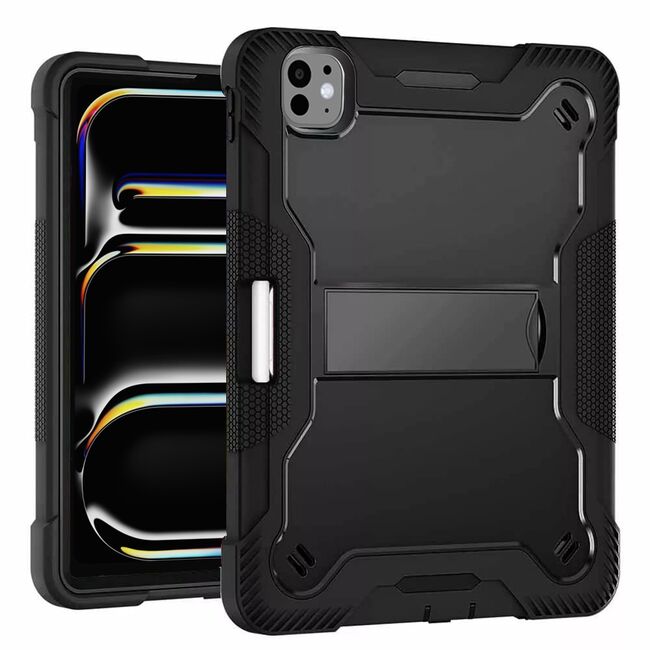 [Pachet 360°] Husa + folie din sticla pentru  Apple iPad Pro 11 (2024) Rugged Heavy Duty - negru