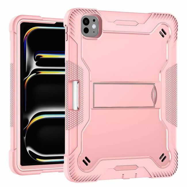 [Pachet 360°] Husa + folie din sticla pentru  Apple iPad Pro 11 (2024) Rugged Heavy Duty - roz