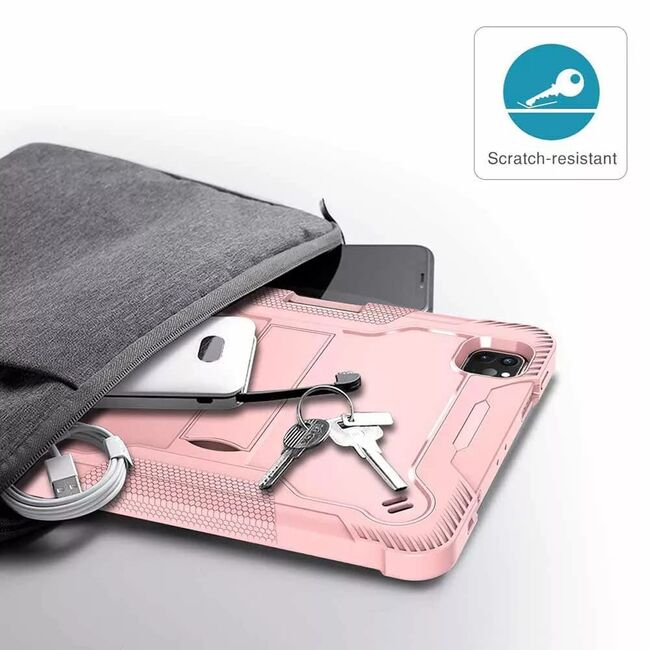 [Pachet 360°] Husa + folie sticla iPad Pro 12.9 2022 / 2021 / 2020 Techsuit Rugged TabShell, roz