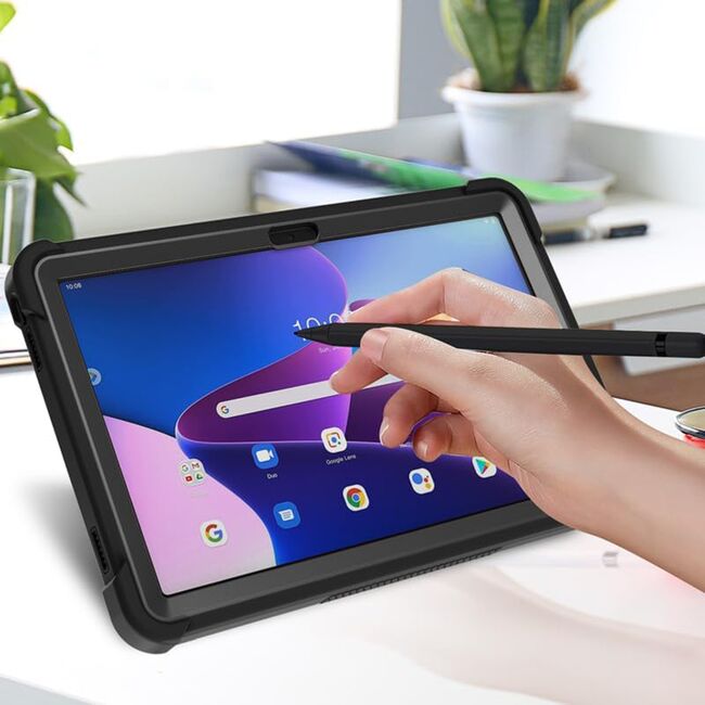 [Pachet 360°] Husa + folie din sticla pentru  Lenovo Tab M10 Plus 10.6 inch (3rd gen) TB-125F, TB-128F Rugged Heavy Duty - negru