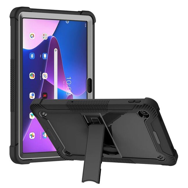 [Pachet 360°] Husa + folie sticla Lenovo Tab M10 Plus Gen 3 TB-125F/TB-128F Techsuit Rugged TabShell, negru