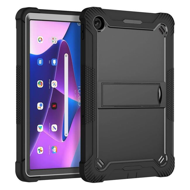 [Pachet 360°] Husa + folie din sticla pentru  Lenovo Tab M10 Plus 10.6 inch (3rd gen) TB-125F, TB-128F Rugged Heavy Duty - negru