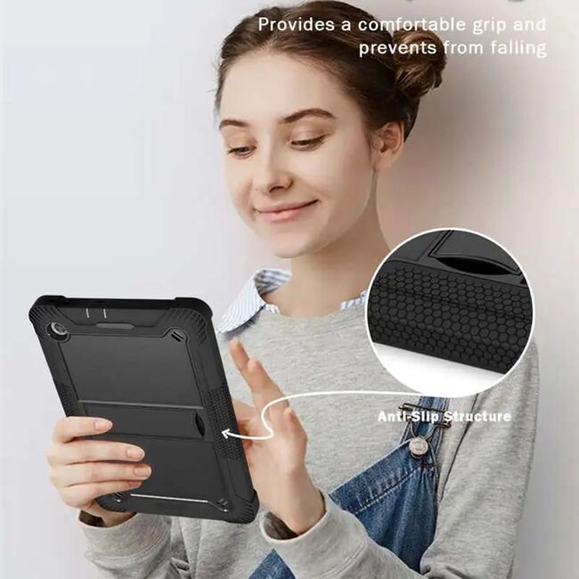 [Pachet 360°] Husa + folie sticla Lenovo Tab M10 Plus TB-X606F Techsuit Rugged TabShell, roz