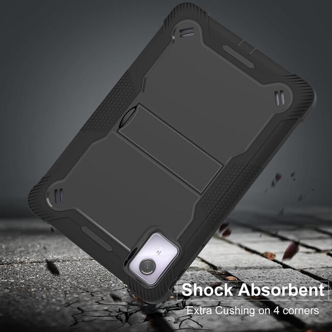 [Pachet 360°] Husa + folie din sticla pentru  Lenovo Tab M11 Rugged Heavy Duty - negru