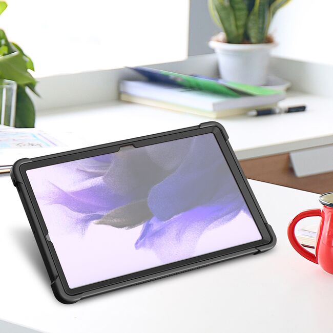 [Pachet 360°] Husa + folie sticla Samsung Galaxy Tab S7 FE Techsuit Rugged TabShell, negru