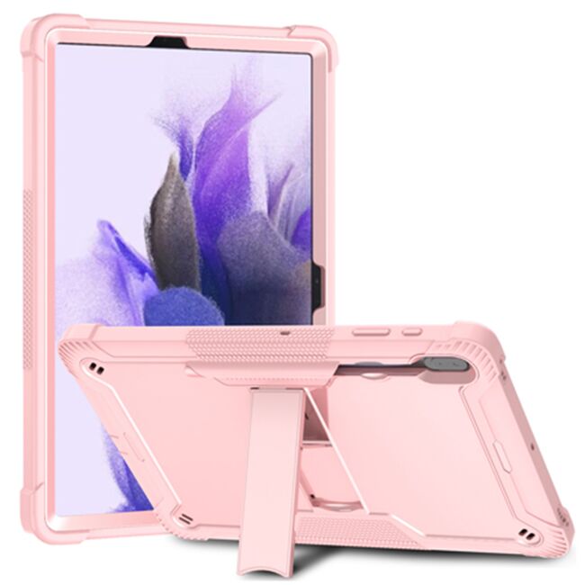 [Pachet 360°] Husa + folie sticla Samsung Galaxy Tab S7 FE Techsuit Rugged TabShell, roz