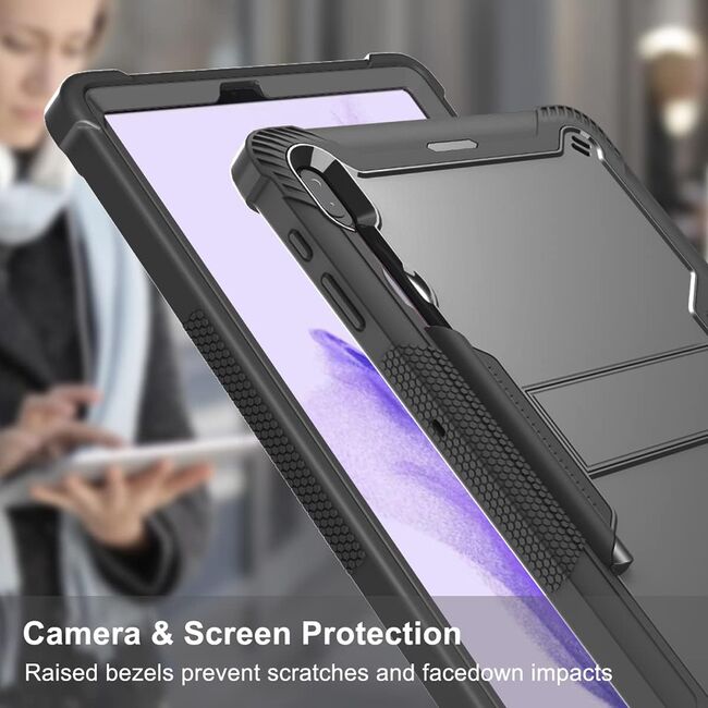 [Pachet 360°] Husa + folie sticla Samsung Galaxy Tab S8 Plus / S7 Plus 12.4 Techsuit Rugged TabShell, roz