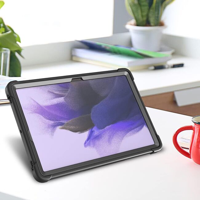 [Pachet 360°] Husa + folie sticla Samsung Galaxy Tab S8 Plus / S7 Plus 12.4 Techsuit Rugged TabShell, roz