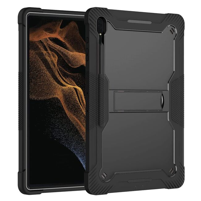 [Pachet 360°] Husa + folie sticla Samsung Galaxy Tab S9 Ultra / S8 Ultra Techsuit Rugged TabShell, negru