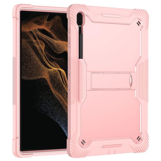 [Pachet 360°] Husa + folie sticla Samsung Galaxy Tab S10 Ultra / S9 Ultra / S8 Ultra Techsuit Rugged TabShell, roz