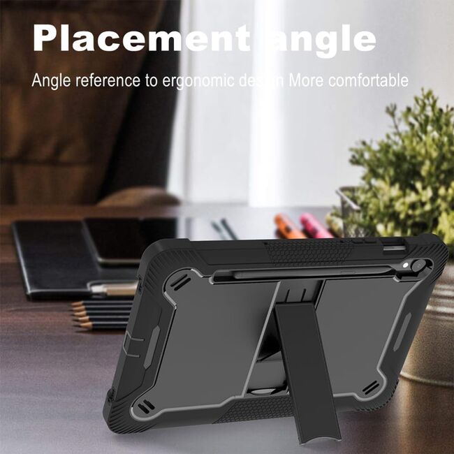 [Pachet 360°] Husa + folie din sticla pentru  Samsung Galaxy Tab S9 / S9 FE / S10 FE Rugged Heavy Duty - negru