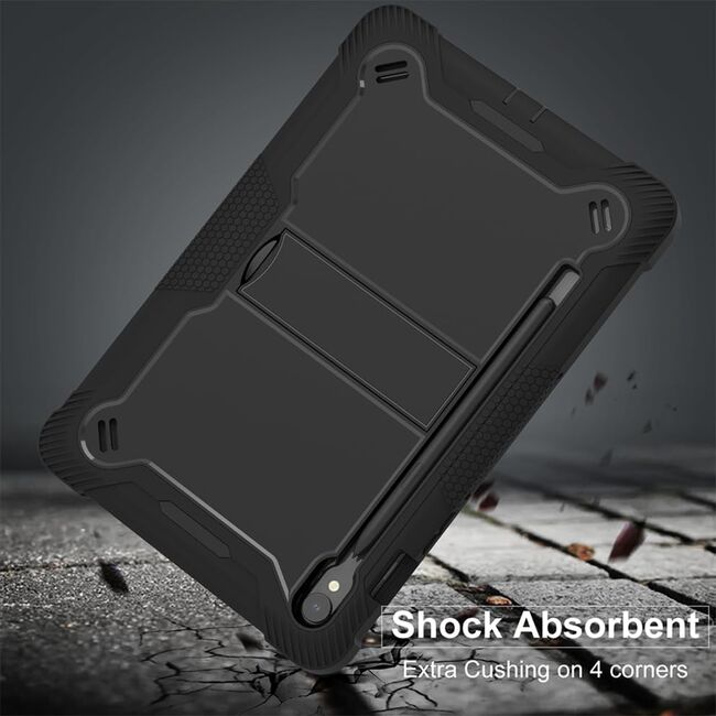 [Pachet 360°] Husa + folie din sticla pentru  Samsung Galaxy Tab S9 / S9 FE / S10 FE Rugged Heavy Duty - negru