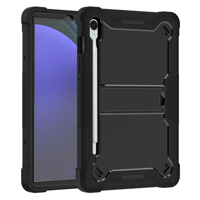 [Pachet 360°] Husa + folie din sticla pentru  Samsung Galaxy Tab S9 / S9 FE Rugged Heavy Duty - negru