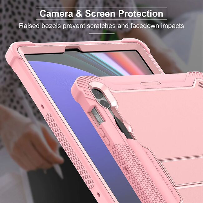 [Pachet 360°] Husa + folie sticla Samsung Galaxy Tab S9 FE Plus, Tab S10 Plus Techsuit Rugged TabShell, negru