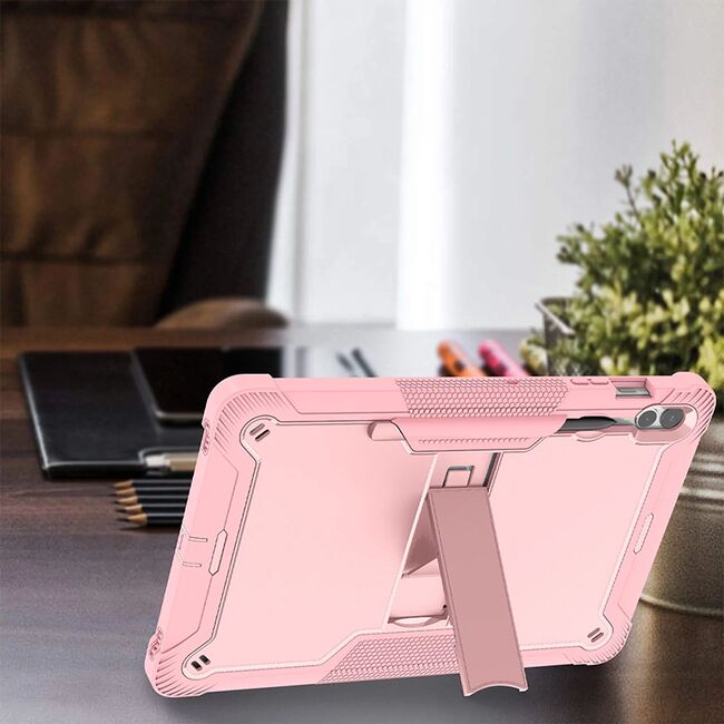 [Pachet 360°] Husa + folie sticla Samsung Galaxy Tab S9 FE Plus, Tab S10 Plus Techsuit Rugged TabShell, roz