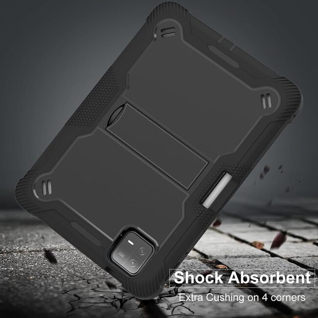 [Pachet 360°] Husa + folie din sticla pentru  Xiaomi Pad 6 / Pad 6 Pro Rugged Heavy Duty - roz