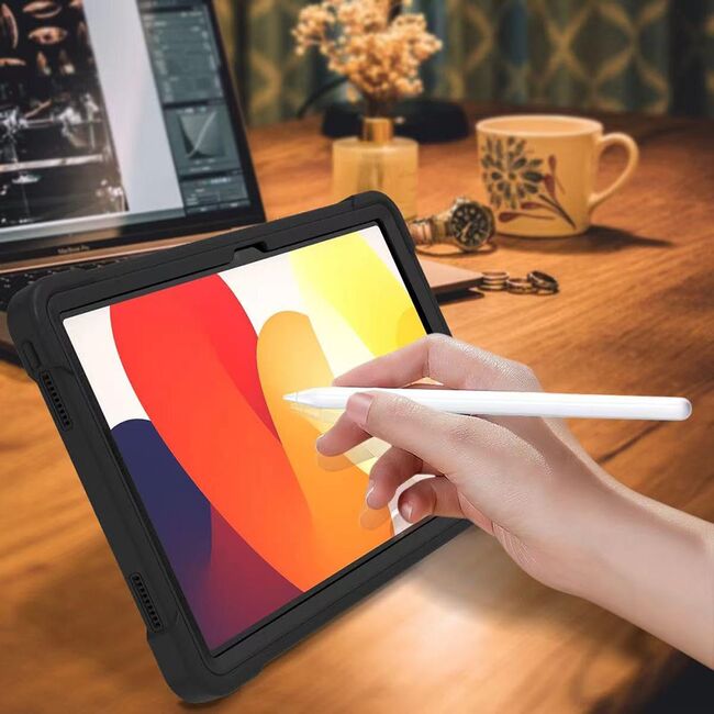 [Pachet 360°] Husa + folie din sticla pentru  Xiaomi Redmi Pad SE Rugged Heavy Duty - negru