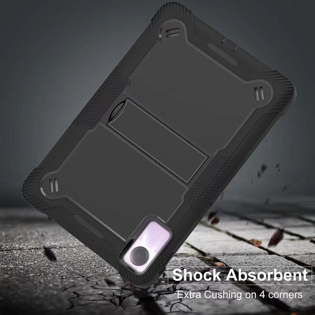 [Pachet 360°] Husa + folie din sticla pentru  Xiaomi Redmi Pad SE Rugged Heavy Duty - negru