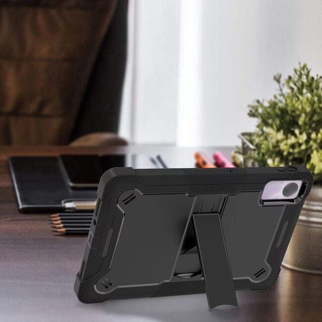 [Pachet 360°] Husa + folie din sticla pentru  Xiaomi Redmi Pad SE Rugged Heavy Duty - negru