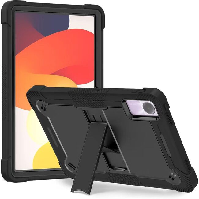 [Pachet 360°] Husa + folie din sticla pentru  Xiaomi Redmi Pad SE Rugged Heavy Duty - negru