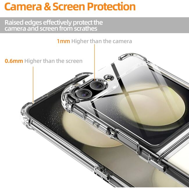 Husa pentru Samsung Galaxy Z Flip 5 Anti-Shock 1.5mm, reinforced corners, transparent