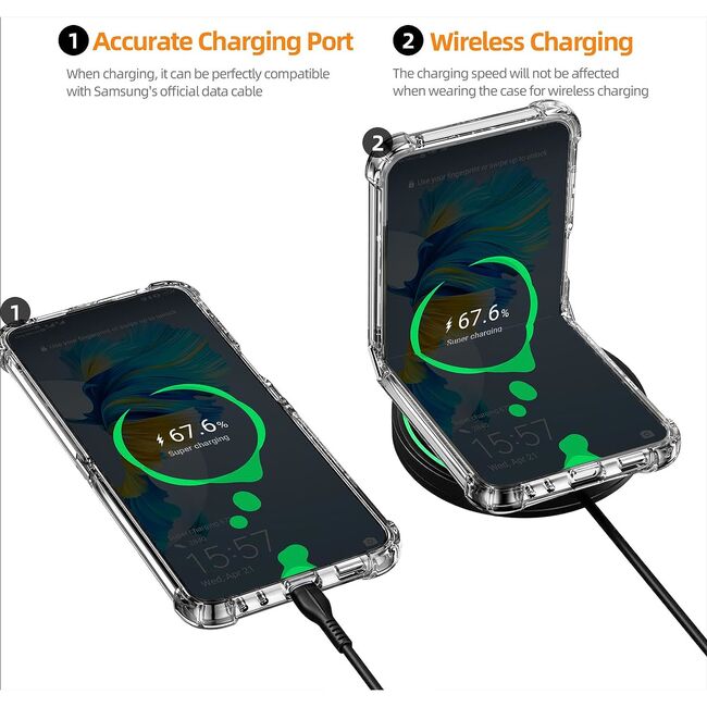 Husa pentru Samsung Galaxy Z Flip 5 Anti-Shock 1.5mm, reinforced corners, transparent