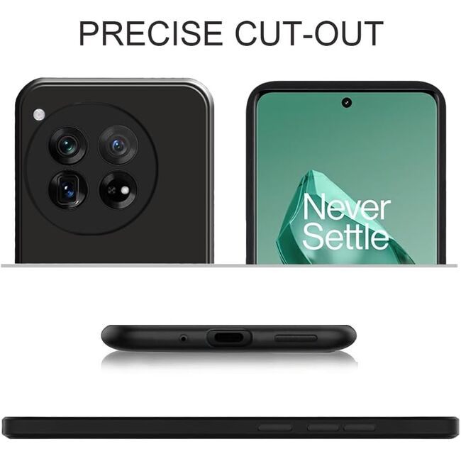 Husa pentru OnePlus 12 Liquid Silicone, subțire, captusita cu microfibra, anti amprentă, protectie cameră foto, negru