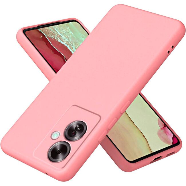 Husa pentru Oppo Reno 11F Liquid Silicone, subțire, captusita cu microfibra, anti amprentă, protectie cameră foto, roz
