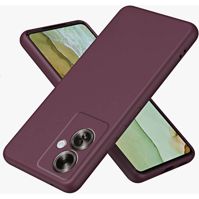 Husa pentru Oppo Reno 11F Liquid Silicone, subțire, captusita cu microfibra, anti amprentă, protectie cameră foto, burgundy