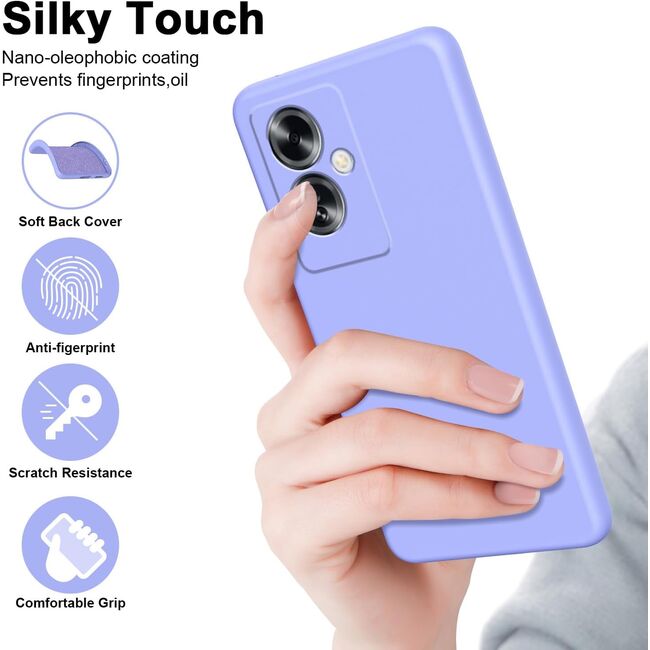 Husa pentru Oppo Reno 11F Liquid Silicone, subțire, captusita cu microfibra, anti amprentă, protectie cameră foto, lavanda