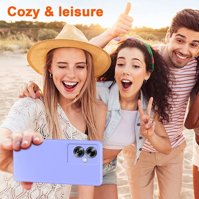 Husa pentru Oppo Reno 11F Liquid Silicone, subțire, captusita cu microfibra, anti amprentă, protectie cameră foto, lavanda