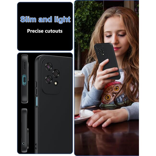Husa pentru Honor 200 Lite Liquid Silicone, subțire, captusita cu microfibra, anti amprentă, protectie cameră foto, negru