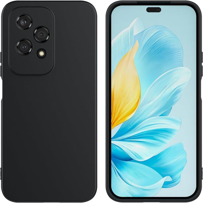 Husa pentru Honor 200 Lite Liquid Silicone, subțire, captusita cu microfibra, anti amprentă, protectie cameră foto, negru