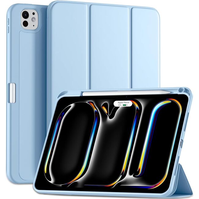 Husa pentru Apple iPad Pro 11" (2024) cu functie wake-up/sleep si compartiment pentru Apple Pen, tip stand, sky blue
