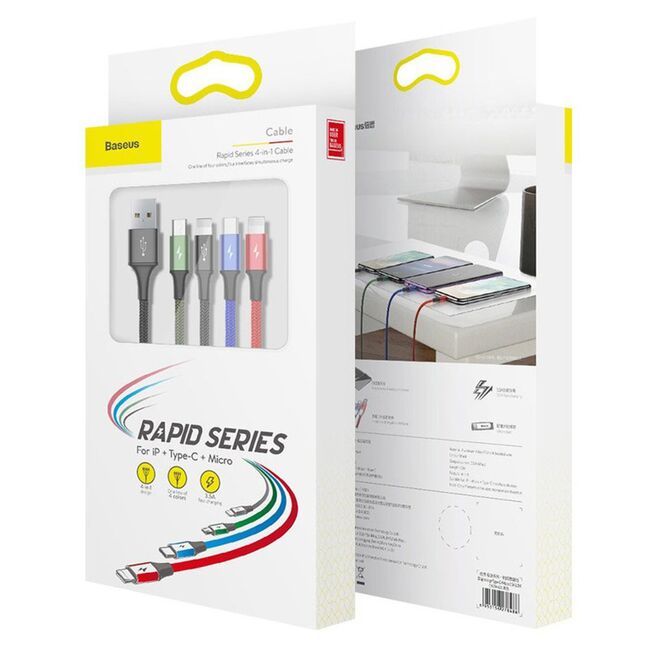 Cablu de date Type-C Baseus Rapid Series, 4in1, CA1T4-A01, negru