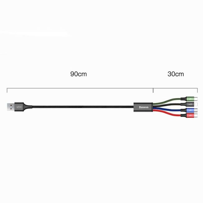 Cablu de date Type-C Baseus Rapid Series, 4in1, CA1T4-A01, negru