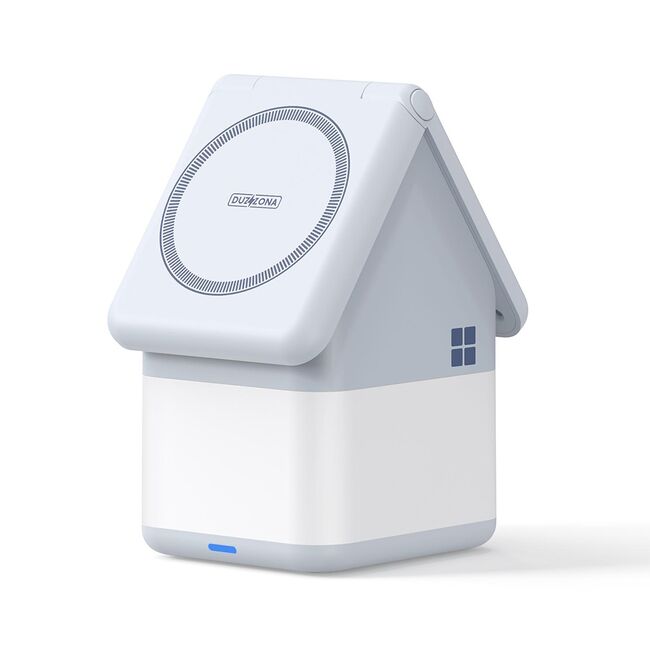 Statie incarcare 2 in 1 wireless pentru Apple Duzzona W20, 15W, bleu