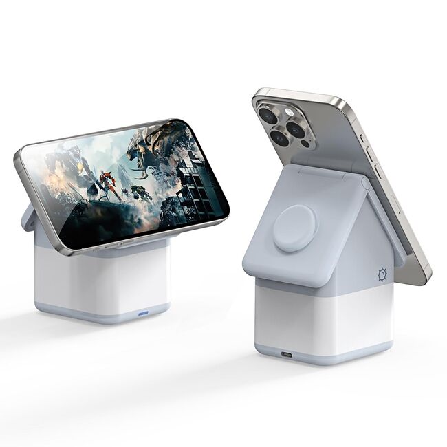 Statie incarcare 2 in 1 wireless pentru Apple Duzzona W20, 15W, bleu