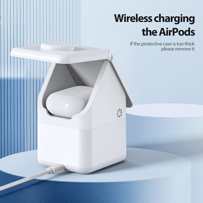 Statie incarcare 2 in 1 wireless pentru Apple Duzzona W20, 15W, alb