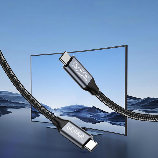 Cablu de date USB-C la USB-C, 100W, 1m Duzzona A9, gri