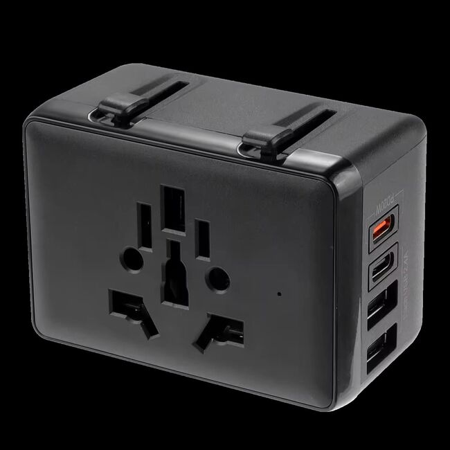 Adaptor incarcator universal priza de calatorie All in one WorldWide PD20W cu porturi de incarcare 2 x USB, 2 x Type-C EU, UK, AUS, US, negru