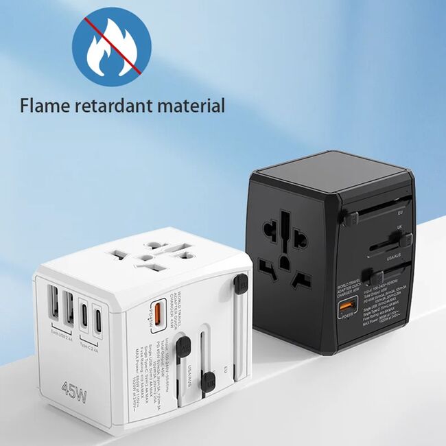 Adaptor priza universal PD45W, 2 x USB, 3 x Type-C, EU, UK, AUS, US, HHT905