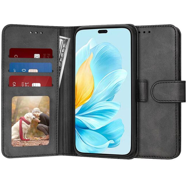 Husa pentru Honor 200 Lite tip carte 360 Kickstand cu sloturi pentru card, negru