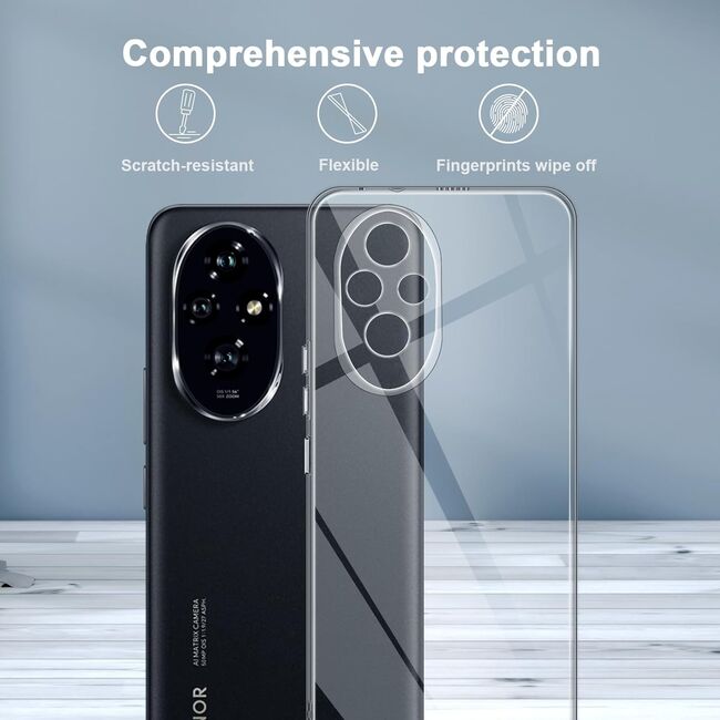 Husa pentru Honor 200 Pro, Anti-Shock 1.5mm, cu protectie lentile, Transparent