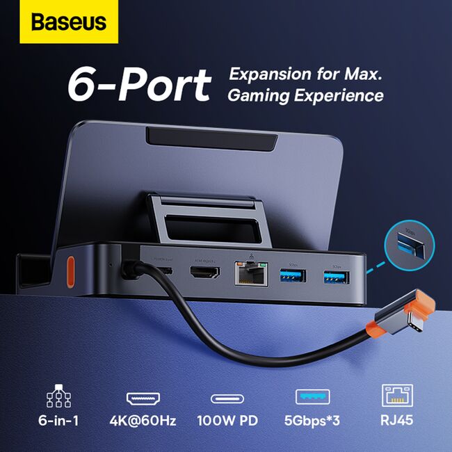 Docking Station GamerX PD100W, 4K@60Hz Baseus, B00052900811-00