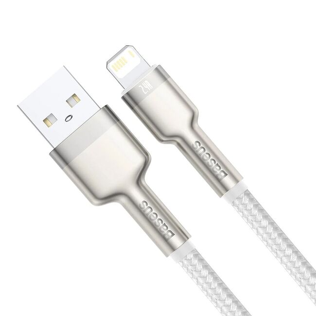 Cablu de date USB la Lightning Baseus, 2.4A, 1m, alb, CALJK-A02