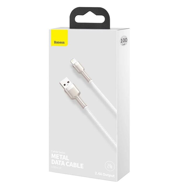 Cablu de date USB la Lightning Baseus, 2.4A, 1m, alb, CALJK-A02