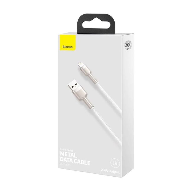 Cablu de date Baseus, USB la Lightning, 2.4A, 2m, alb, CALJK-B02